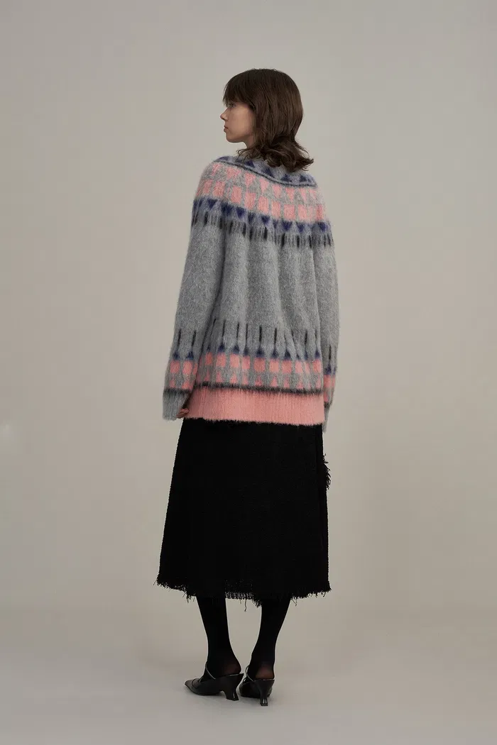 Deanna Fair Isle Cardigan in Baby Alpaca Blend Knit - Image 4