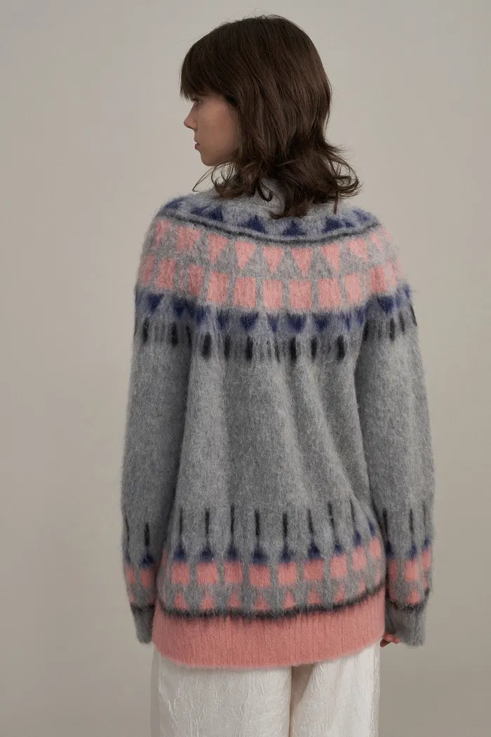Deanna Fair Isle Cardigan in Baby Alpaca Blend Knit - Image 5