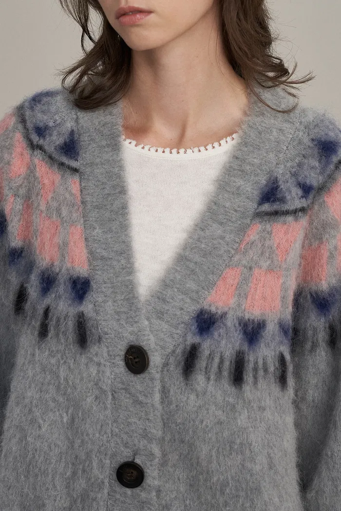 Deanna Fair Isle Cardigan in Baby Alpaca Blend Knit - Image 6