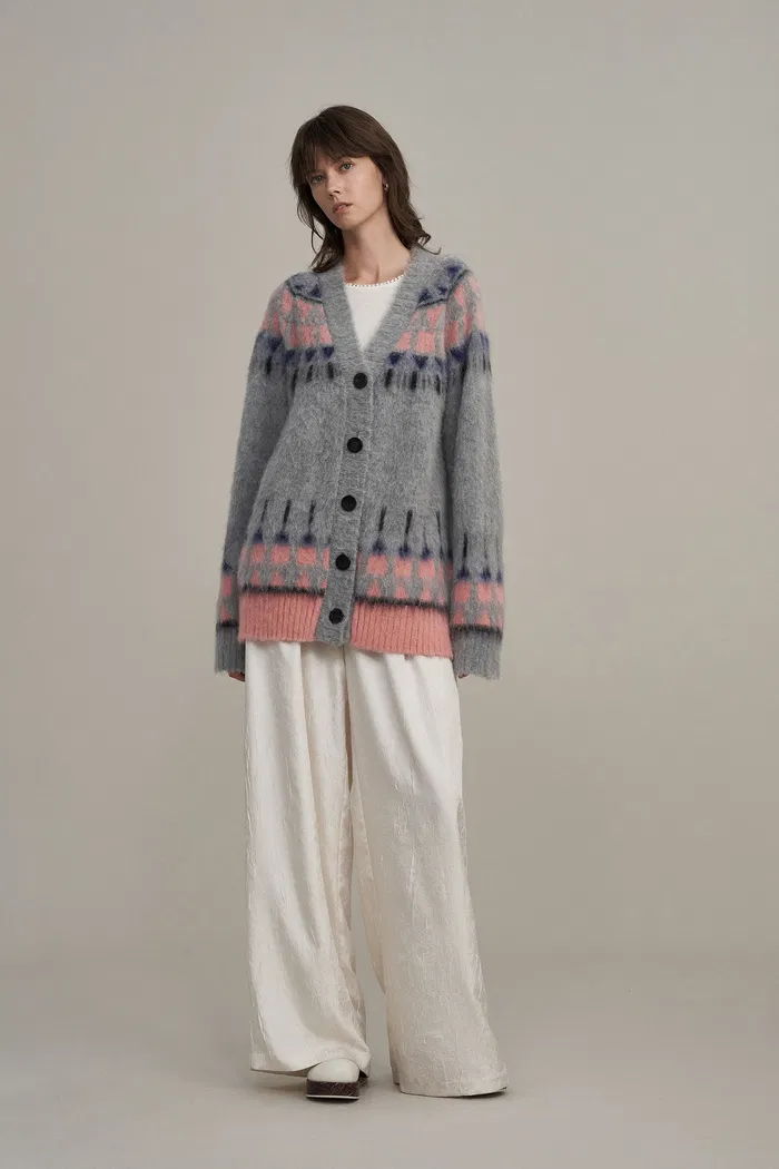 Deanna Fair Isle Cardigan in Baby Alpaca Blend Knit - Image 8