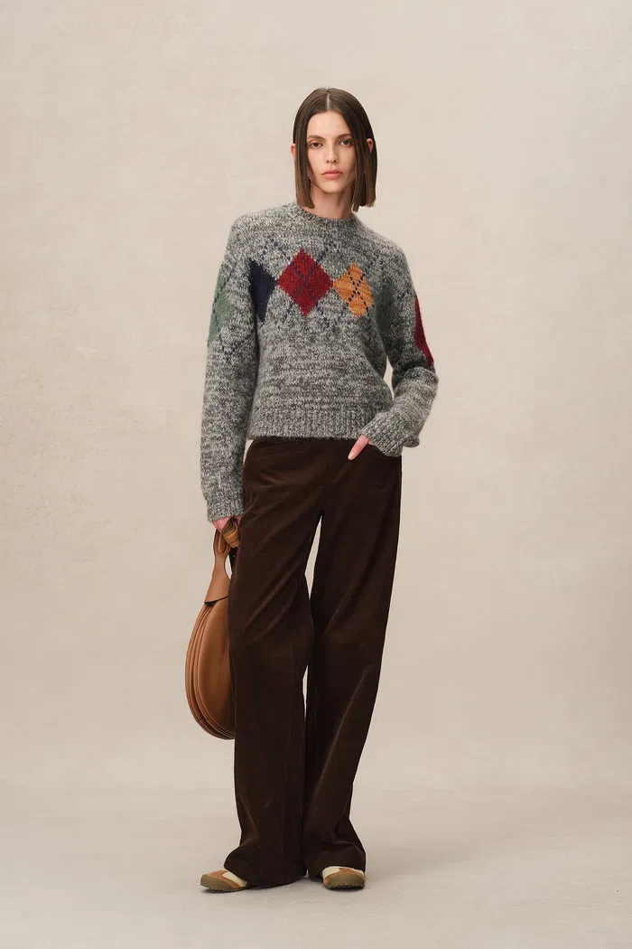 Demi Argyle Sweater in Merino Wool Blend Knit