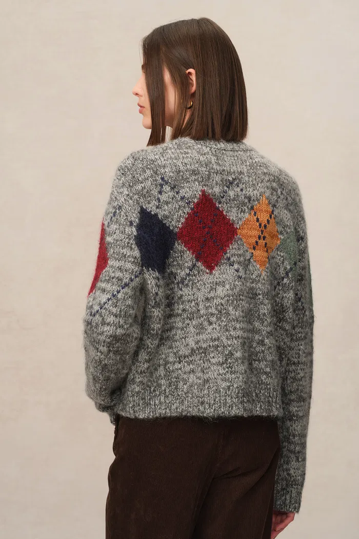 Demi Argyle Sweater in Merino Wool Blend Knit - Image 6