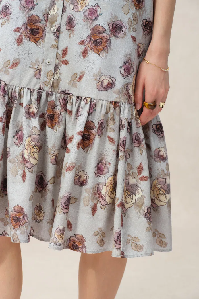 Demi Sleeveless Print Dress in Silk-Cotton - Image 8