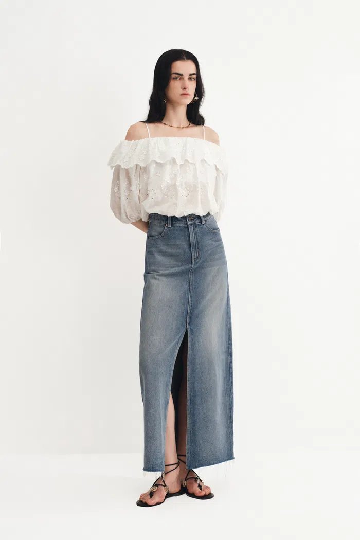 Denim Skirt in Cotton Denim - Image 3