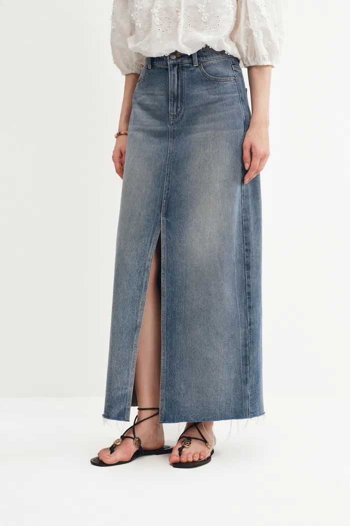 Denim Skirt in Cotton Denim - Image 4