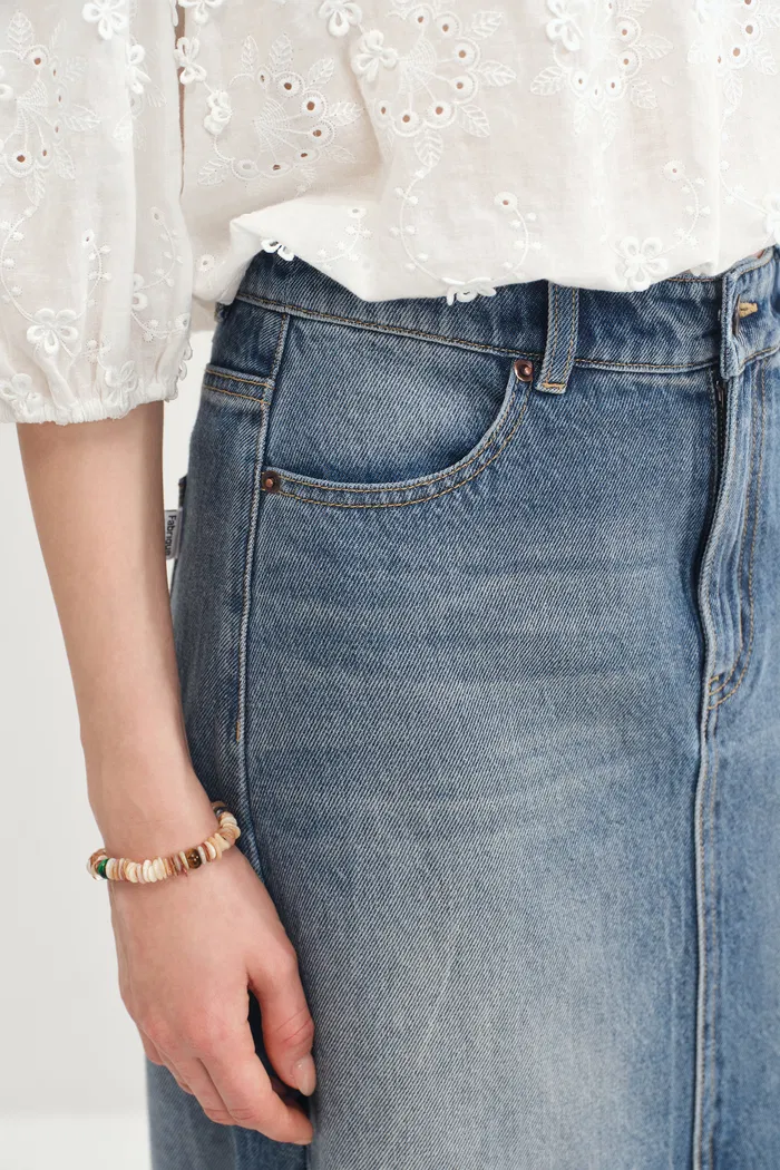 Denim Skirt in Cotton Denim - Image 7