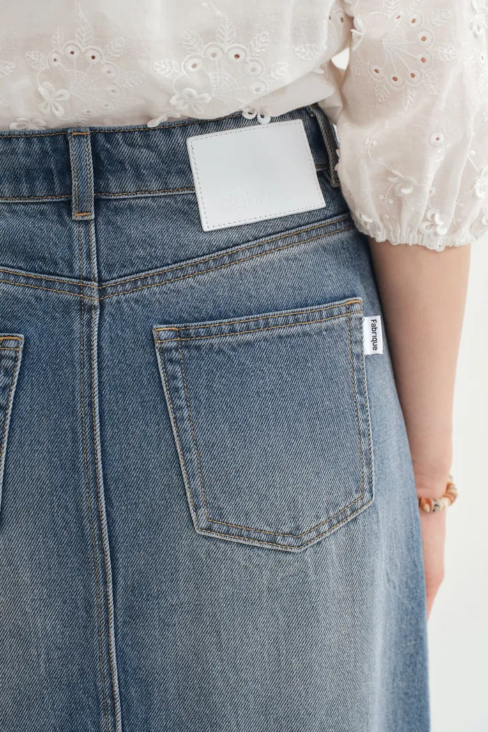 Denim Skirt in Cotton Denim - Image 8