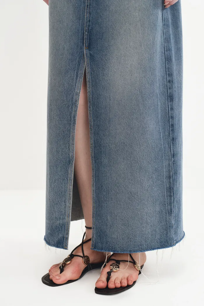 Denim Skirt in Cotton Denim - Image 9