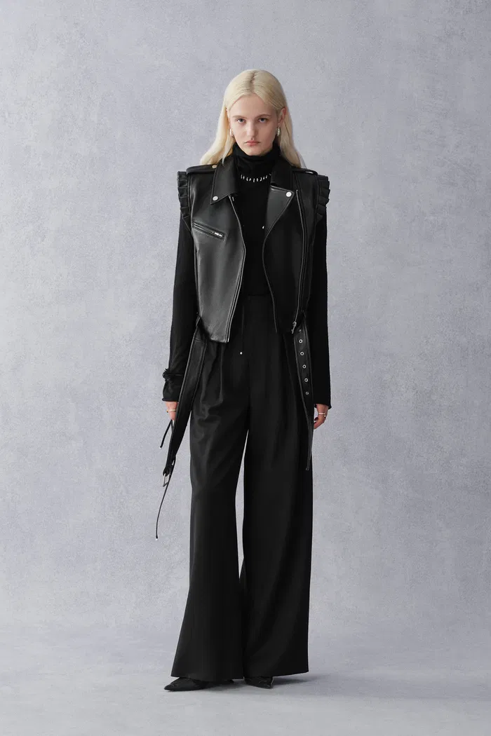 Diane Biker Vest Jacket in Sheepskin Leather