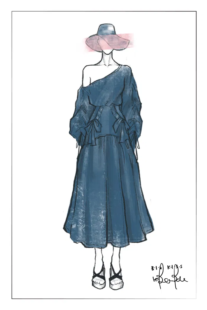 Diane Drawstring Dress in Tencel Denim - Image 7