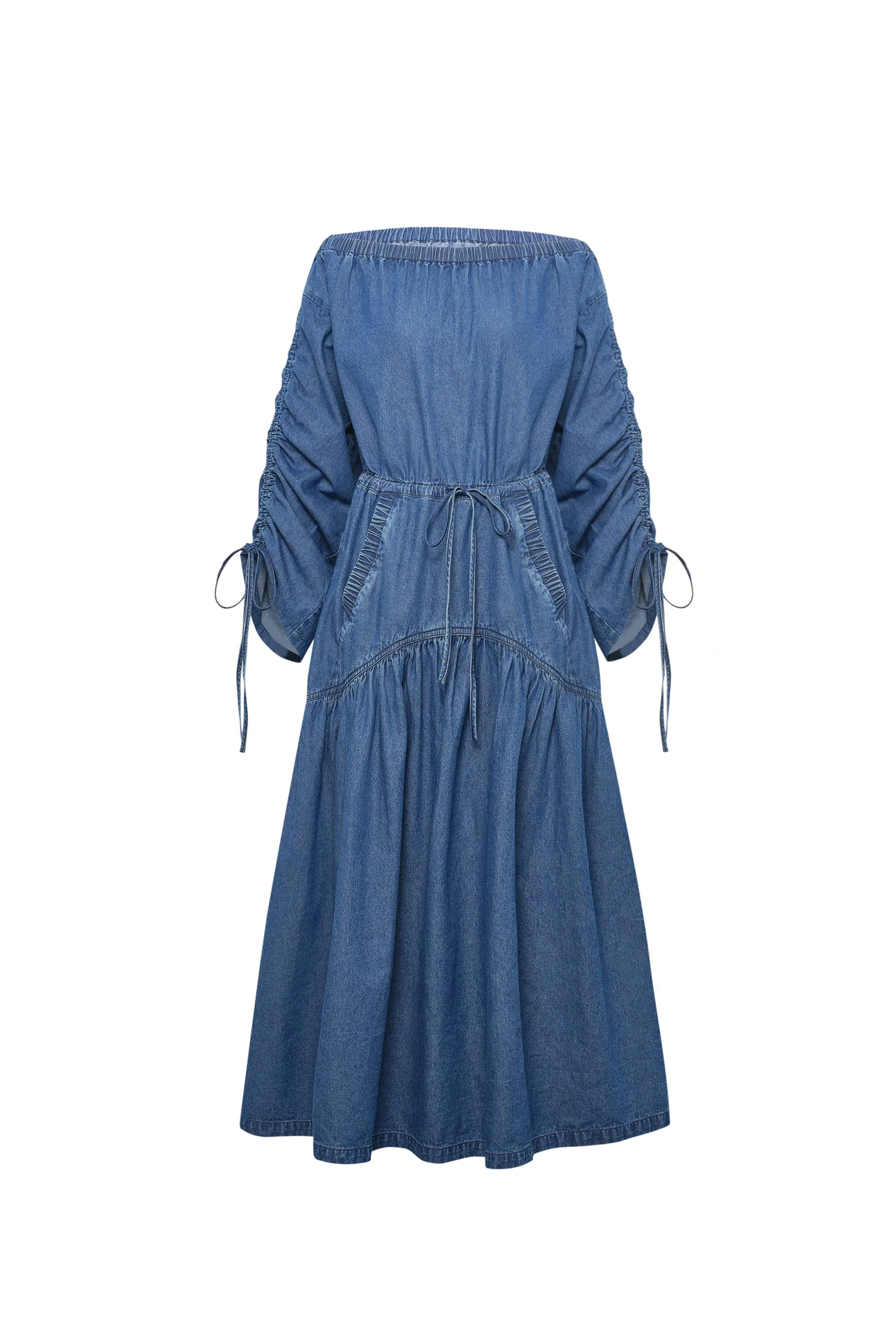 Diane Drawstring Dress in Tencel Denim - Image 8
