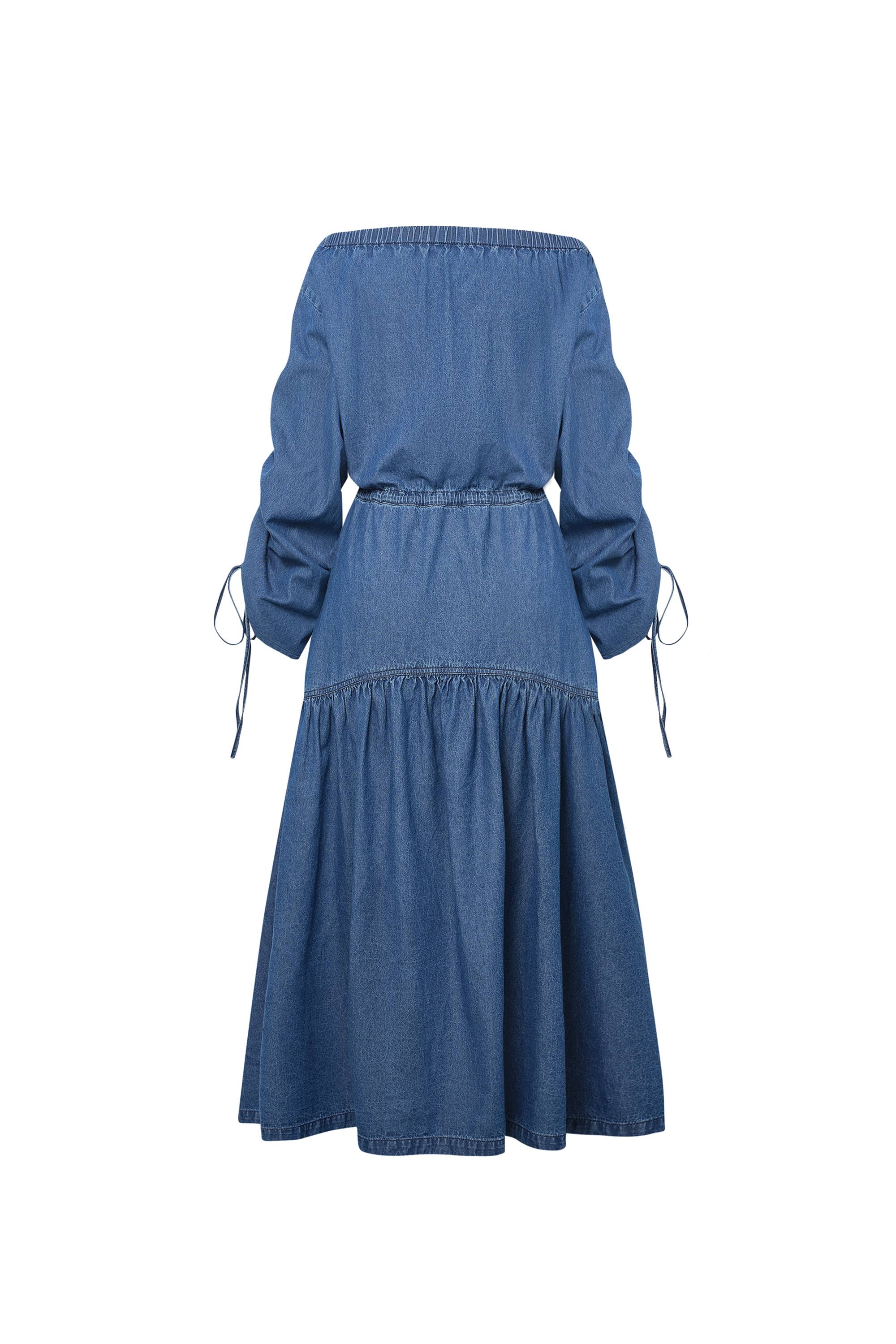 Diane Drawstring Dress in Tencel Denim - Image 9