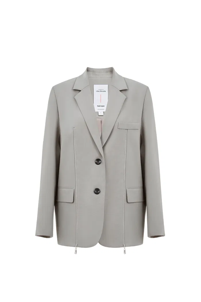 Dniester Duo Front Zip Oversized Blazer in Worsted Wool Blend - Image 10