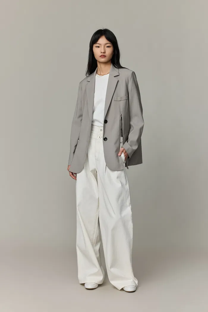 Dniester Duo Front Zip Oversized Blazer in Worsted Wool Blend - Image 8
