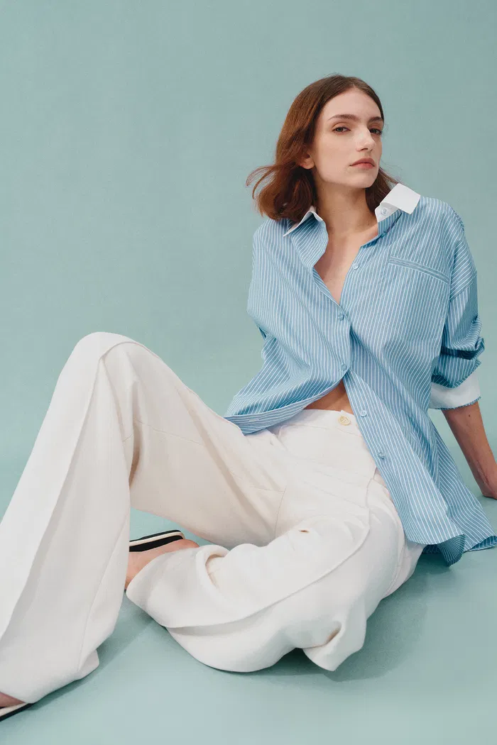 Domi White Buttoned Straight Leg Sweatpants - Image 2