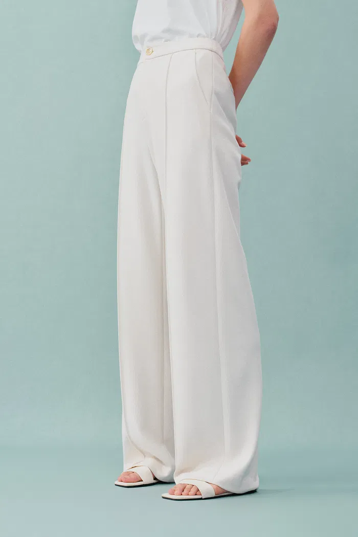 Domi White Buttoned Straight Leg Sweatpants - Image 5
