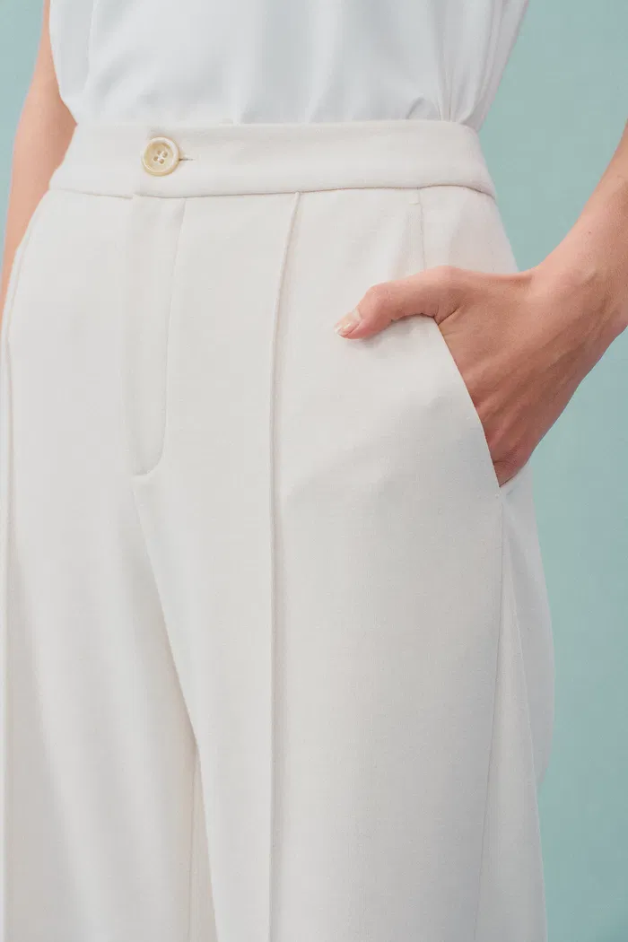 Domi White Buttoned Straight Leg Sweatpants - Image 7
