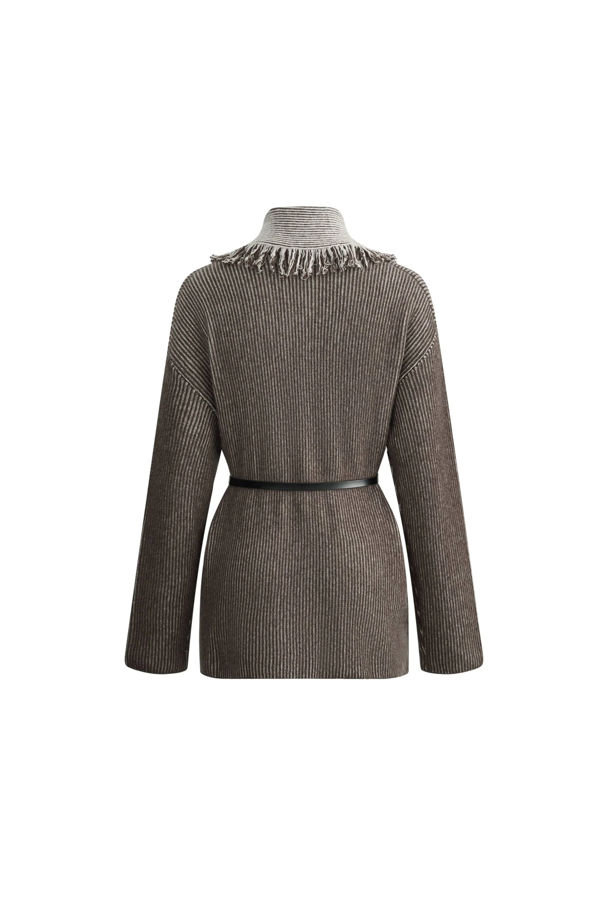 Dora Fringed Two Tone Cardigan in Wool Alpaca Blend - Image 10
