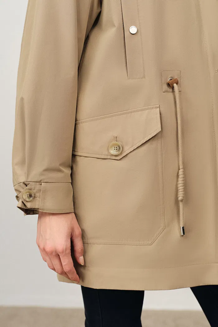 Doris Detachable Quilted Lining Fur Collar Parka in Lightweight Blend - Image 8