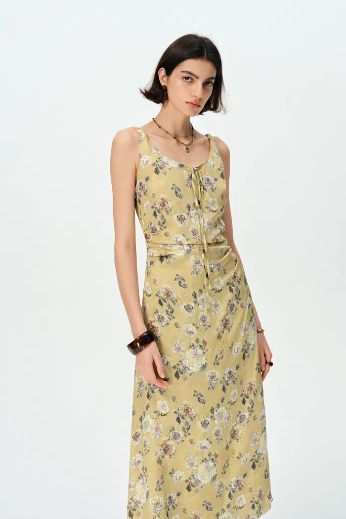 Doris Hand Painted Watercolor Inspired Rose Print Summer Dress - Image 5