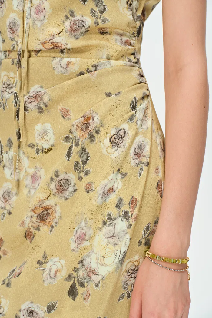 Doris Hand Painted Watercolor Inspired Rose Print Summer Dress - Image 9