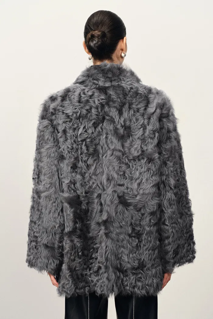 Dorval Tuscan Shearling Button Fur Coat in Sheep Fur - Image 5