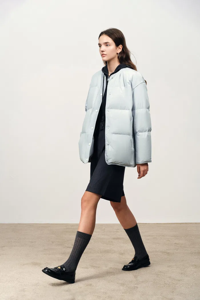 Dove Collarless Quilted Down Jacket in High Density Down Proof - Image 3
