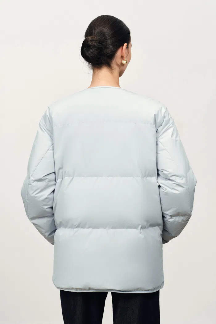 Dove Collarless Quilted Down Jacket in High Density Down Proof - Image 4