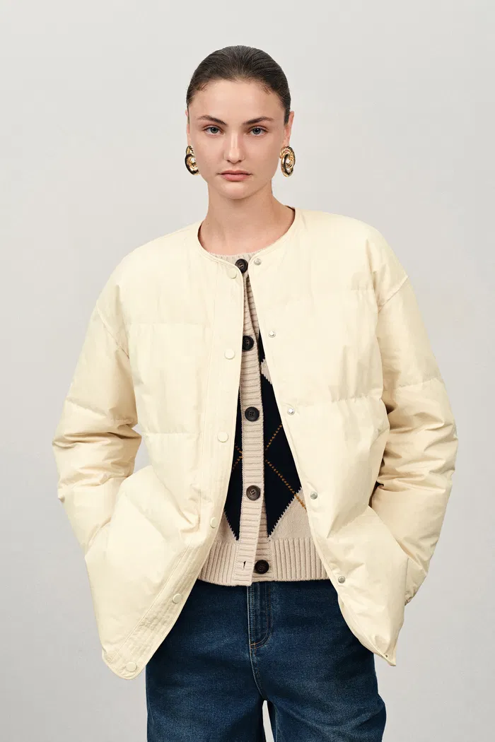 Dove Stand Collar Quilted Down Jacket in High-Density Down-Proof - Image 2