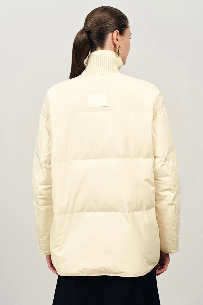 Dove Stand Collar Quilted Down Jacket in High-Density Down-Proof - Image 6