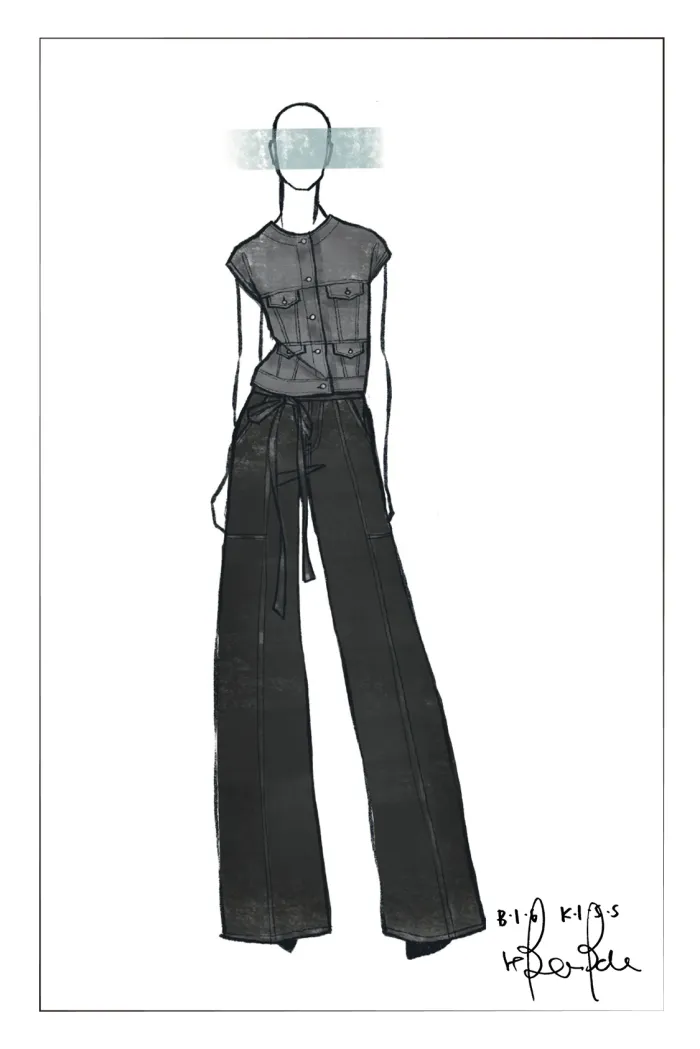 Drew Washed Gray Collarless Denim Vest in Cotton Denim - Image 6