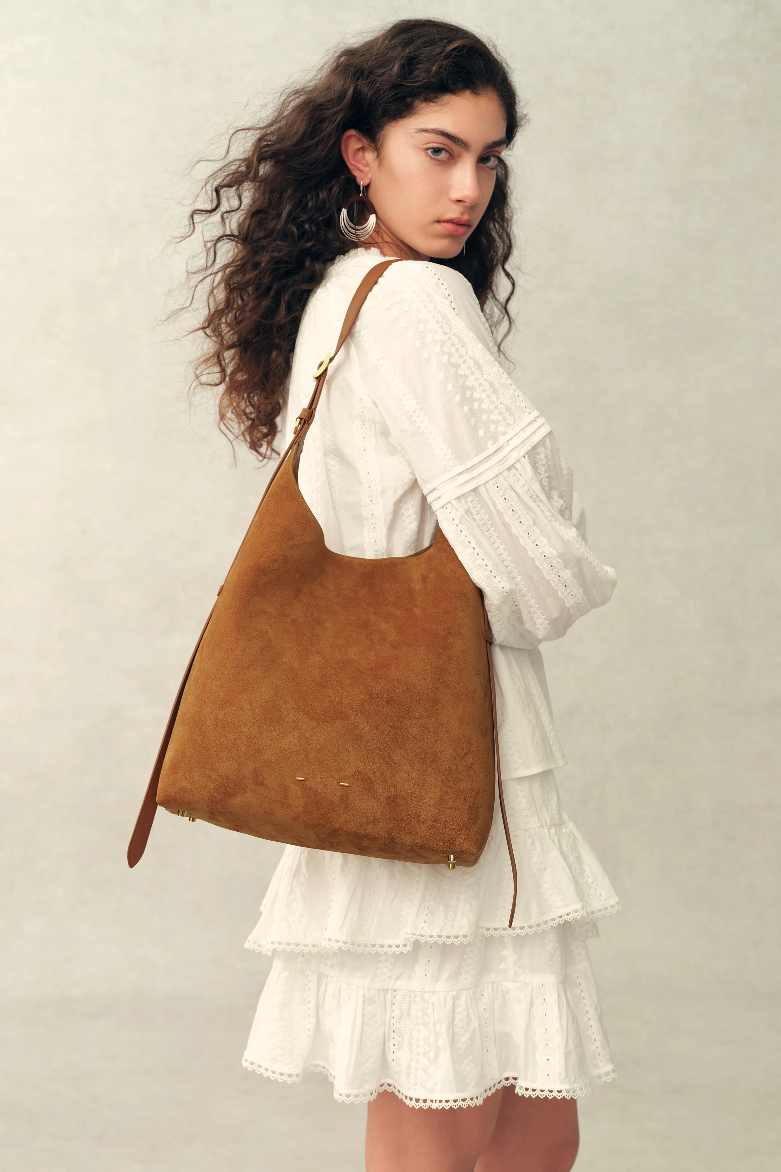 Duomo Medium Hobo Bag in Suede - Image 5