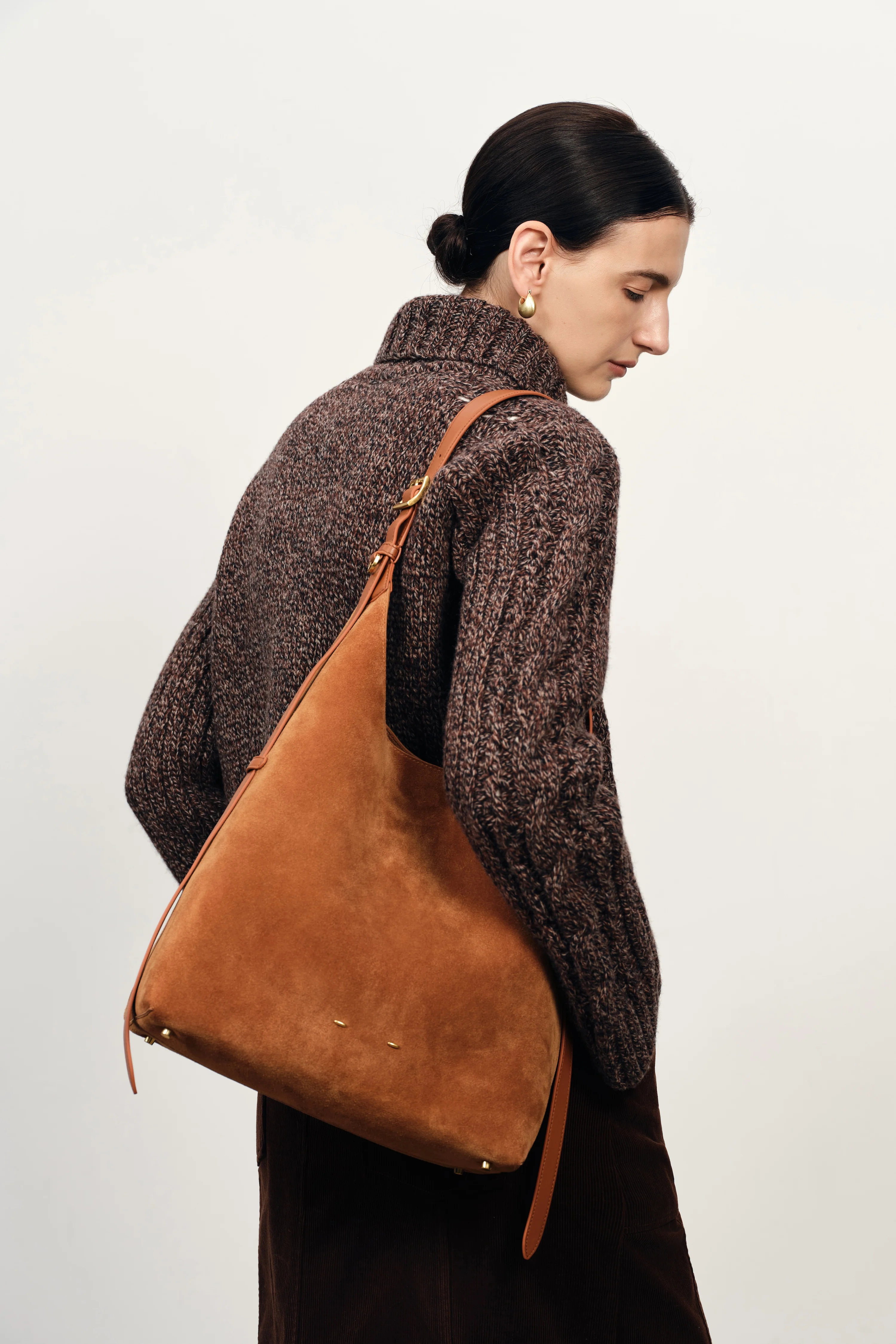Duomo Medium Hobo Bag in Suede - Image 8