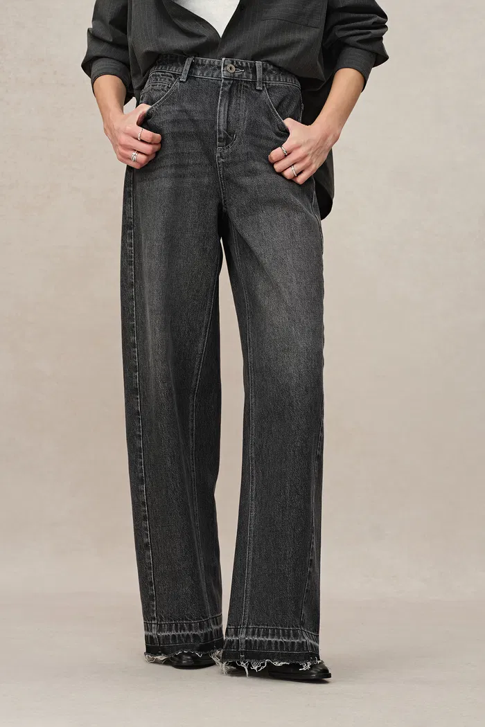 Echo Floor Length Wide Leg Jeans in Turkish Cotton Denim - Image 8