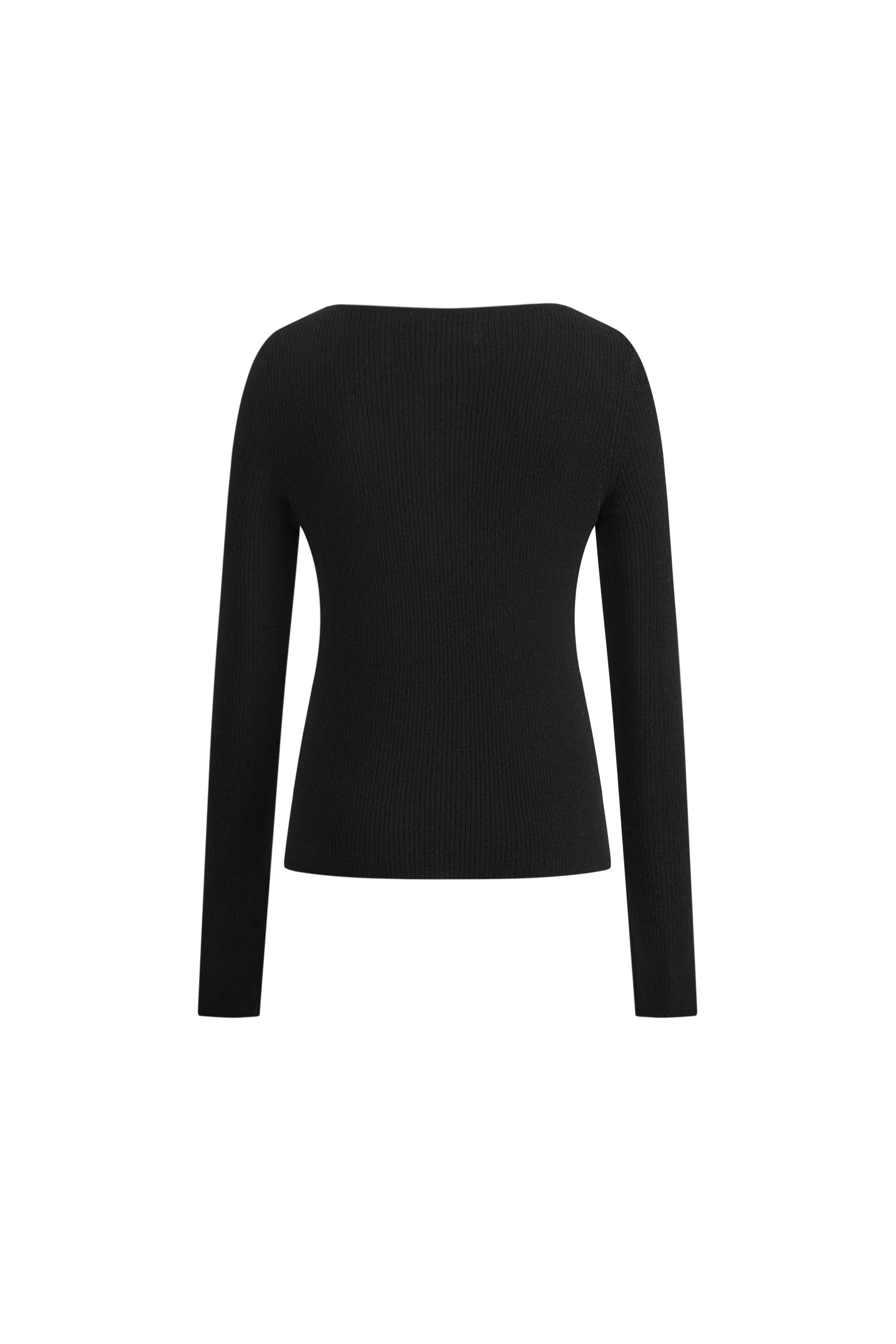 Eden Bow Tie Fitted Top in Merino Wool with Stretch Knit - Image 8
