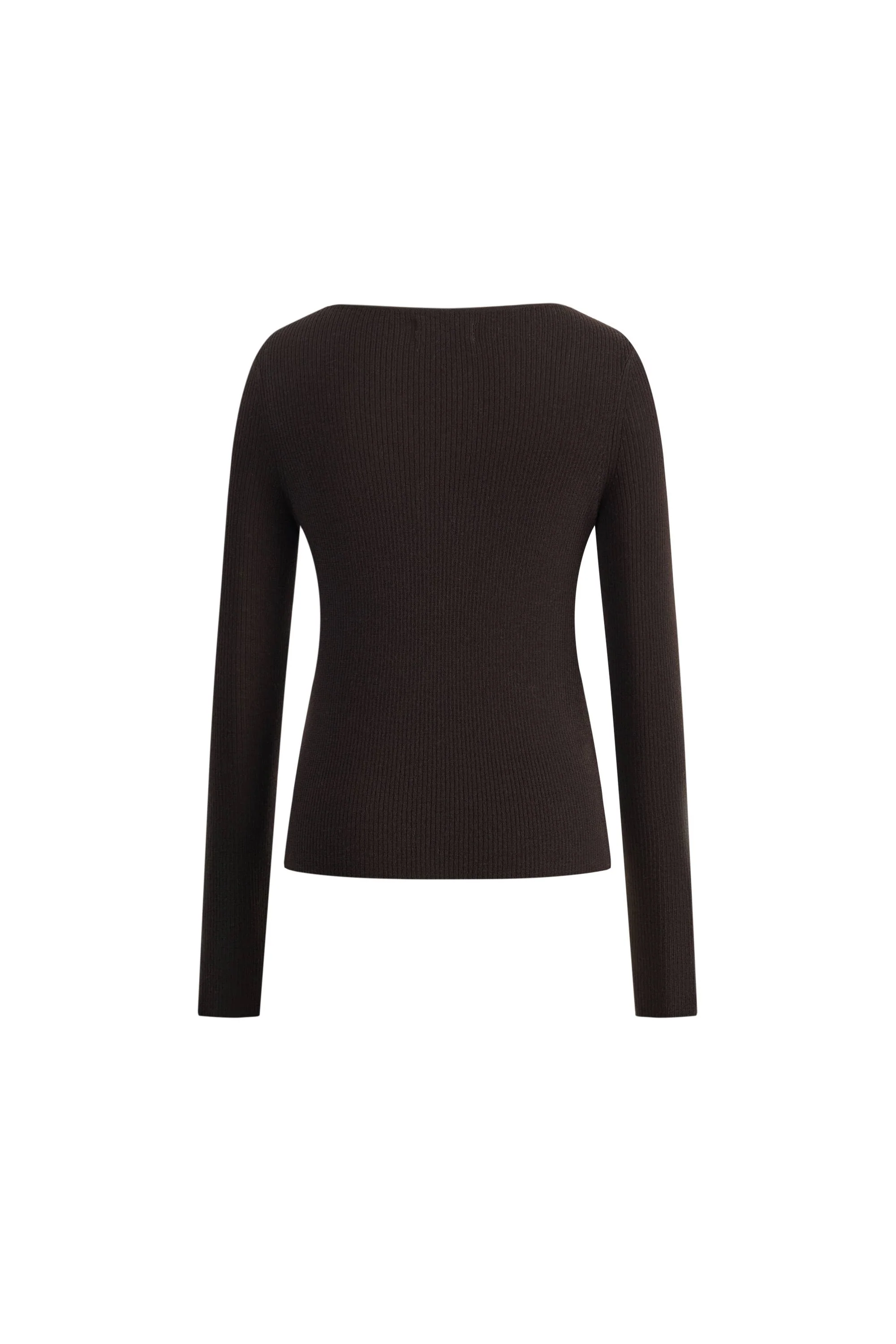 Eden Grey Bow Tie Fitted Top in Merino Wool with Stretch Knit - Image 8