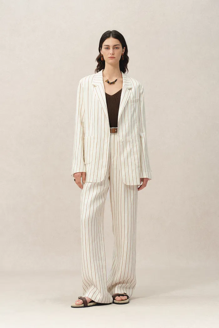 Eden Striped Suit Pants in Linen - Image 3