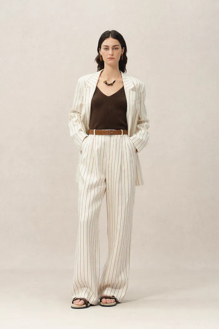 Eden Striped Suit Pants in Linen - Image 4
