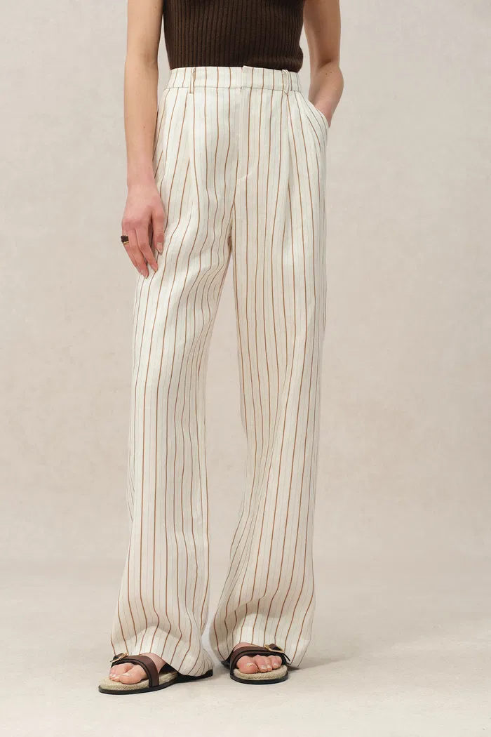 Eden Striped Suit Pants in Linen - Image 5