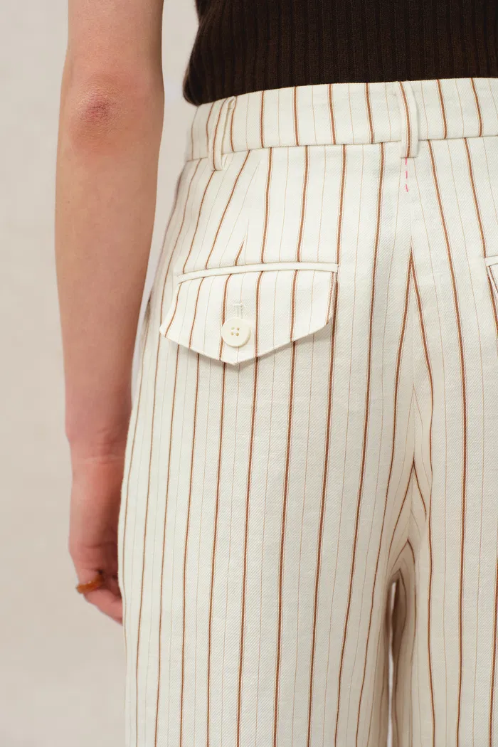 Eden Striped Suit Pants in Linen - Image 9