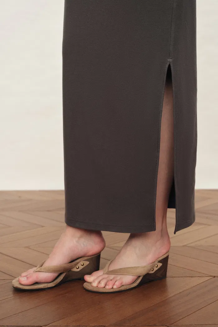 Elara Ruched Dress in Tencel Wool Blend - Image 5