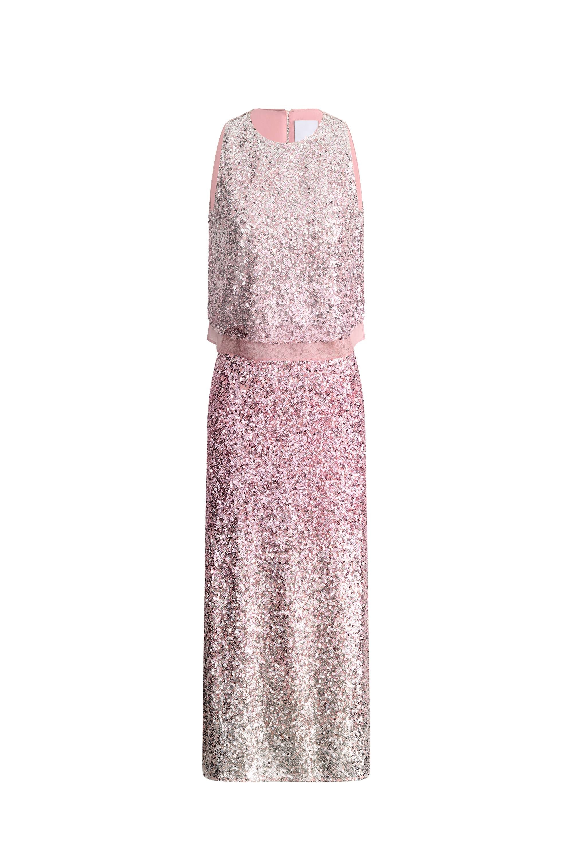 Eleanor Ombre Sleeveless Vest Top and Skirt Matching Set in Full Sequin Embroidery - Image 6