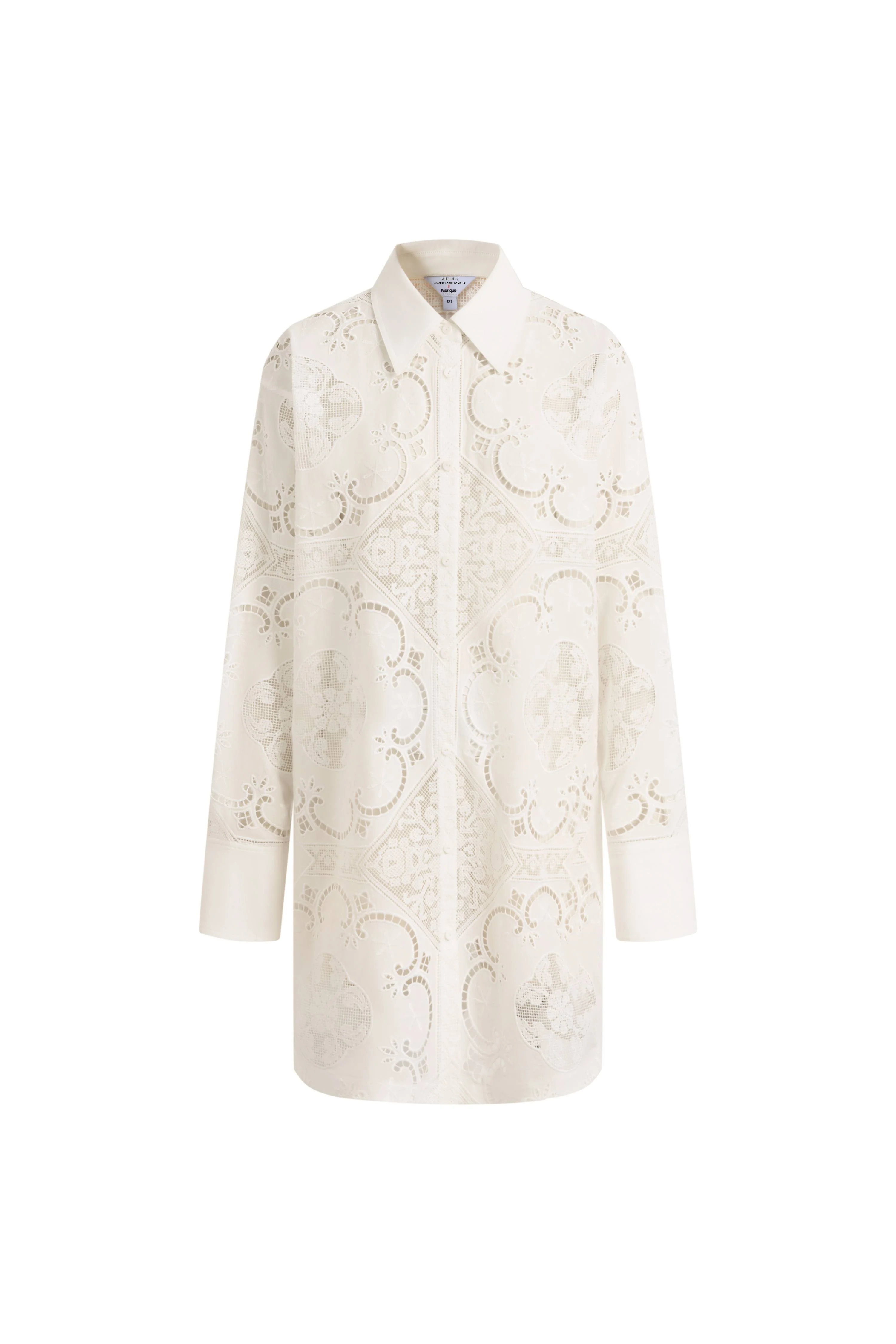 Eliana Cutwork Embroidery Longline Cover Up Long Sleeves Shirt in 100% Cotton with Lace - Image 8