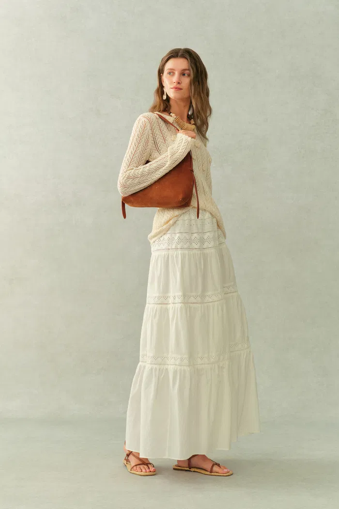 Eliana Hand-Crocheted Floral Openwork Top In Cotton Knit - Image 3