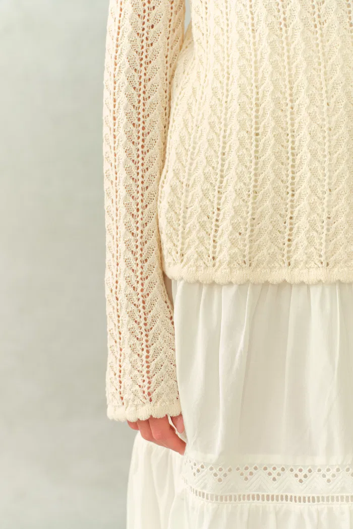 Eliana Hand-Crocheted Floral Openwork Top In Cotton Knit - Image 7