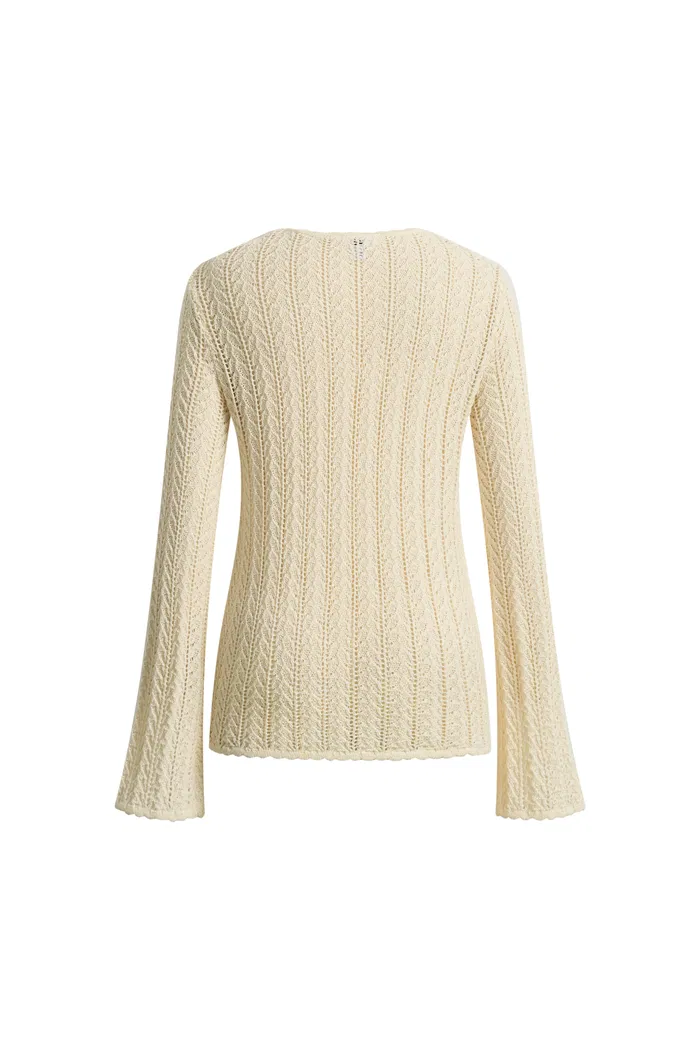 Eliana Hand-Crocheted Floral Openwork Top In Cotton Knit - Image 9