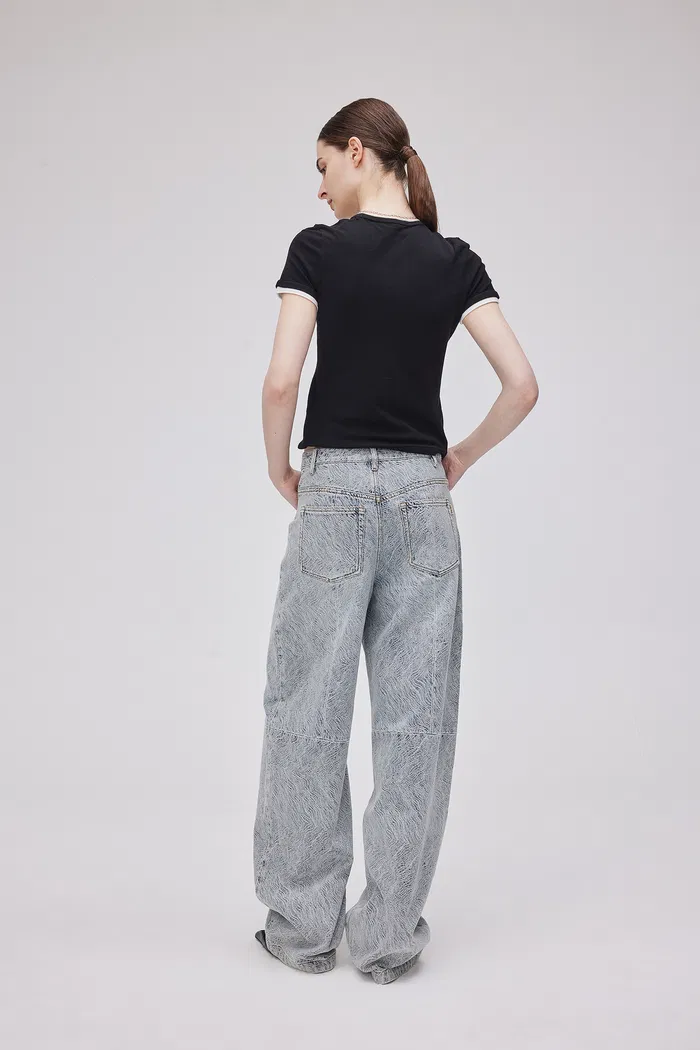 Eliana Textured Patchwork Jeans in Jacquard Washed Denim - Image 5
