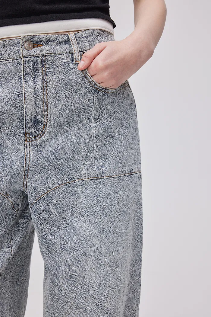 Eliana Textured Patchwork Jeans in Jacquard Washed Denim - Image 7