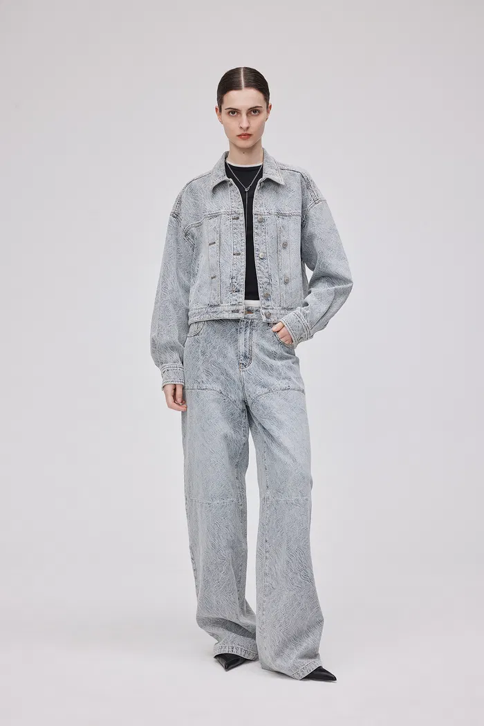 Eliana Textured Patchwork Jeans in Jacquard Washed Denim - Image 8