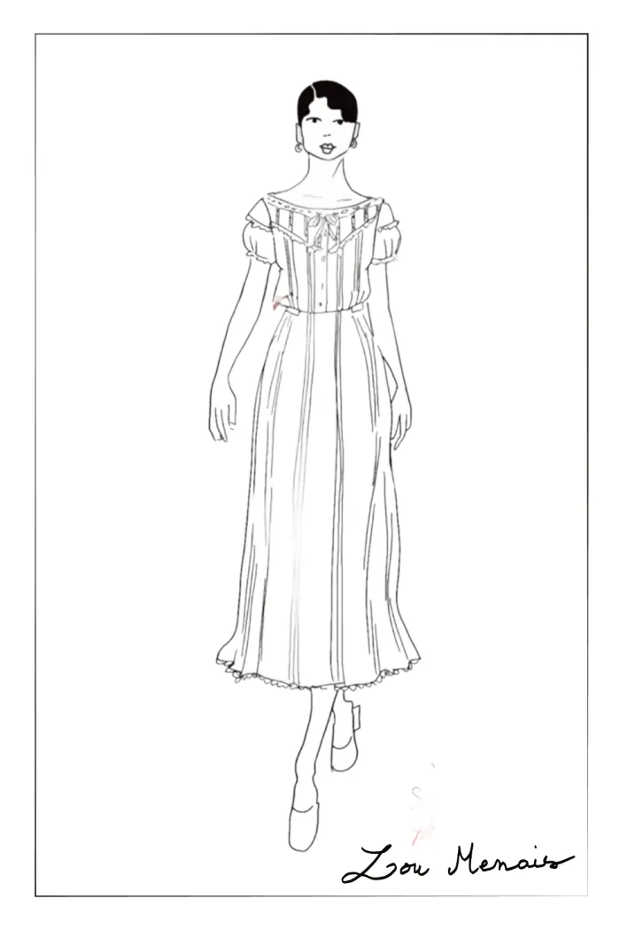 Elise Lace Embroidered Puff Sleeve Waist Cinched Dress in Cotton Jacquard - Image 6
